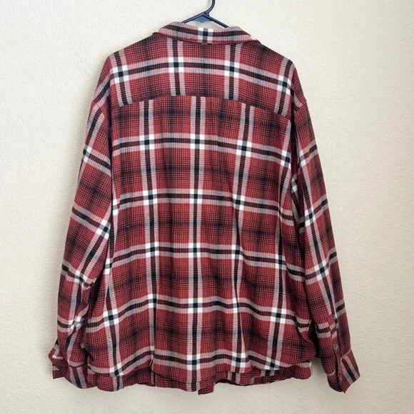 Wrangler ATG Mens Red Plaid Button-Up Heavyweight Flannel Shirt 2XL Outdoor - Picture 5 of 8